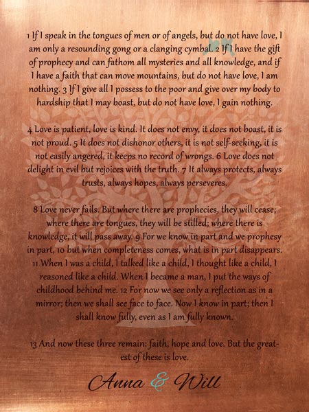 Corinthains 13 chapter on copper