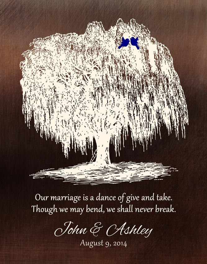 Paper. 9th Anniversary Willow Anniversary Gift for Husband #1380. Personalized 9th anniversary gift for Ashley W.