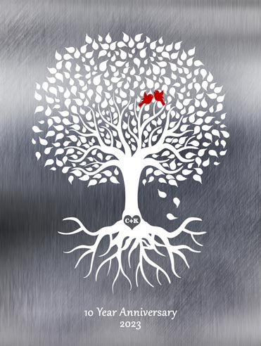 Metal Art Plaque. Family Tree on Tin Art Print Gift for Wife #1210. Personalized tin anniversary gift for Cecil B.