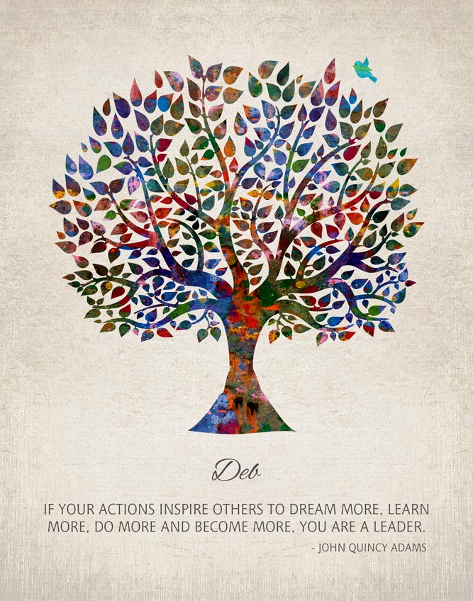 Paper Print. Watercolor Tree Gift Leadership Quote Retirement Art #1473. Personalized retirement gift for Christina L.