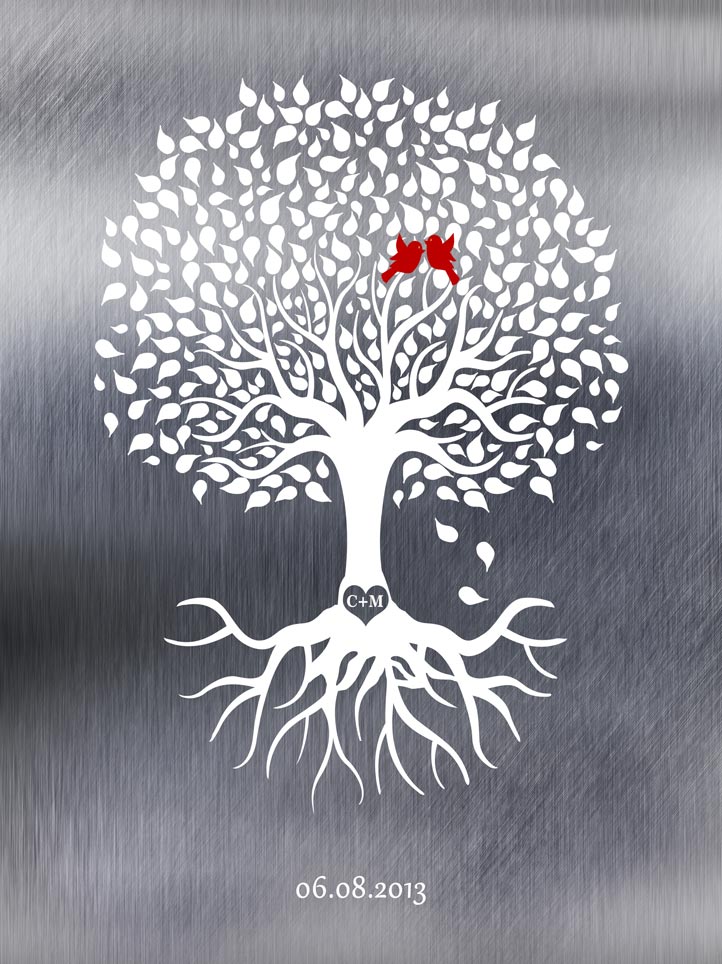 Metal Art Plaque. Tin Anniversary Tree Gift #1210. Personalized tin anniversary gift for Christopher J.