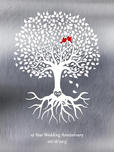 Metal. 10th Anniversary Gift Rooted Tree #1210. Personalized 10th anniversary gift for Despena W.