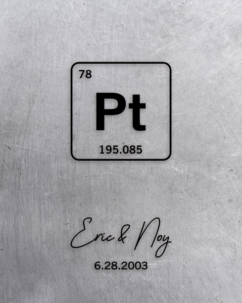 Metal Art Plaque. 20th Anniversary Gift of Platinum #1918. Personalized platinum anniversary gift for Eric N.