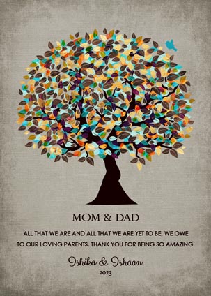 Paper Print. Gift for Parents Wedding Thank You #1323. Personalized wedding gift for Ishika M.