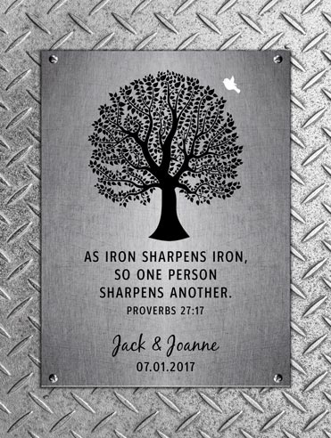Metal Art Plaque. 6th Anniversary Gift Iron Proverbs 27:17 #1901. Personalized 6 year anniversary gift for Joanne O.