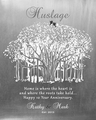 Metal. Banyan Tree on Tin 10th Anniversary Gift #1809. Personalized 10th anniversary gift for Kathy H.