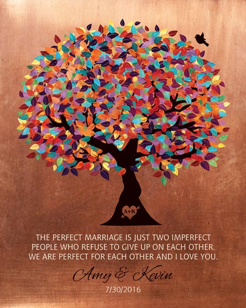 Paper Print. Spring Tree Copper Anniversary Gift for Wife #1171. Personalized 7th anniversary gift for Kevin L.