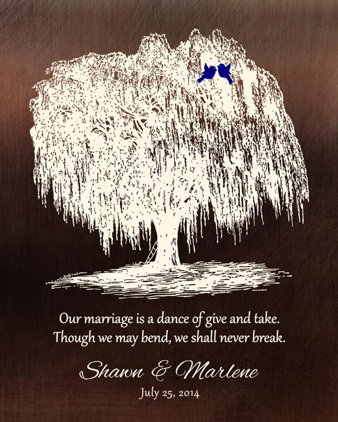 Paper Print. 9 Year Anniversary Gift for Husband Willow Bend #1380. Personalized 9th anniversary gift for Marlene A.