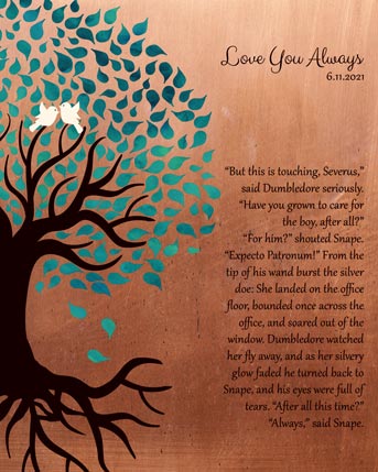 Canvas. Turquoise Tree on Copper Anniversary Gift for Her #1407. Personalized 7th anniversary gift for Paul S.