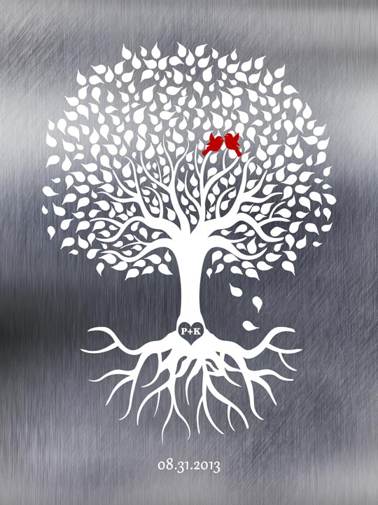 Metal Art Plaque. 10 Year Anniversary Gift of Tin Rooted Tree #1210. Personalized 10th anniversary gift for Peter H.