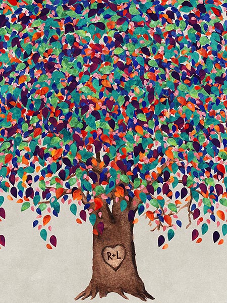 9 Year Anniversary Gift for Couple Colorful Willow Tree – Custom Art Print for Rachel N
