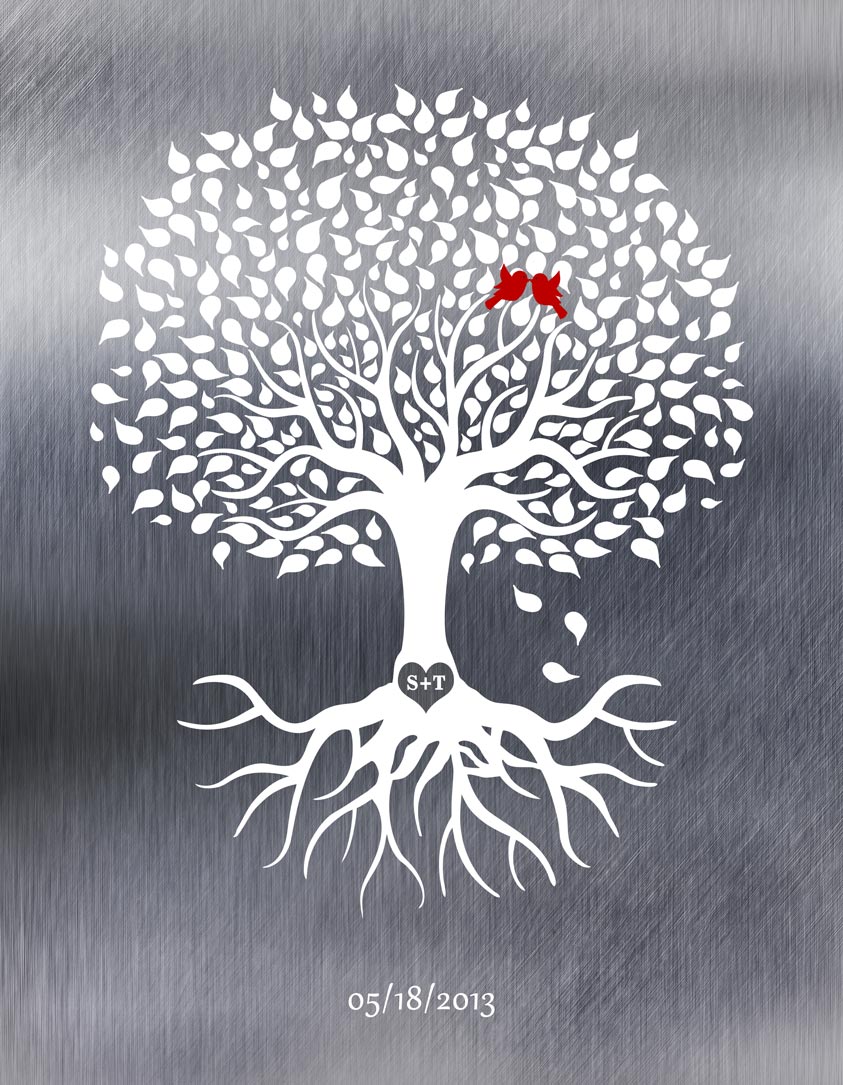 Metal Art Plaque. Tin Anniversary Rooted Tree Gift #1210. Personalized tin anniversary gift for Sarah S.