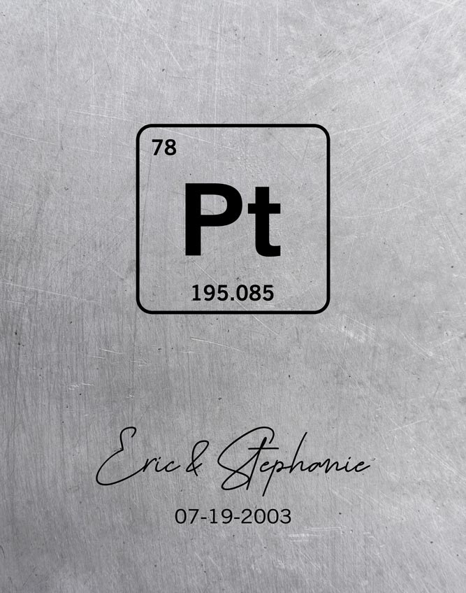 Paper Print. 20 Year Anniversary Gift for Him Platinum #1918. Personalized 20th anniversary gift for Stephanie K.