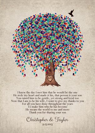 Paper Print. Mother of Groom Willow Wedding Gift #1517. Personalized mother of groom gift for Taylor M.