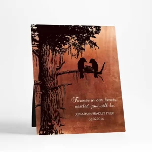 Copper Dark Sequoia Tree Memorial Desktop Plaque Gift for Bereaved Parents D-1354
