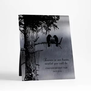 Tin Dark Sequoia Tree Memorial Desktop Plaque Gift for Bereaved Parents D-1355
