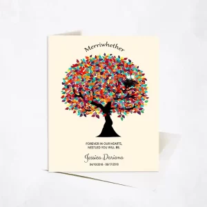 Colorful Spring Tree Memorial Card Gift for Bereaved Parents C-1362