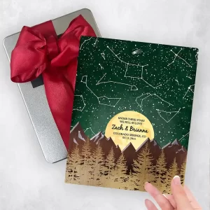 Bronze Mountains Trees Camping Star Map Anniversary Gift Delivery Box Gift for Couple TOY-2172