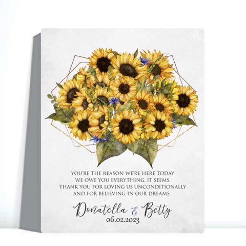 Sunflower Wedding Gift for Parents from Bride and Groom, Wedding Gift for Mom and Dad, Thank You Gift, Sunflower Garden Bouquet Theme #11117
