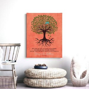 Thank You Gift For Parents | Personalized Tree With Roots | Because Of You We Have Each Other | Wedding Day Gift Custom Art Print LT-1111