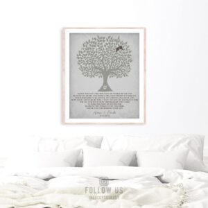 Personalized Gift | Gift For Parents | Parents of Groom | Mother of Groom | Wedding Day Gift | Tree Silhouette Poem Custom Art Print LT-1120