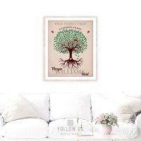 Our Family Tree | Tree with Roots | Established Date | Gift For Couple | Anniversary Gift | Family Gift Personalized Custom Art Print LT1129