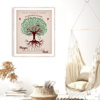 Our Family Tree | Tree with Roots | Established Date | Gift For Couple | Anniversary Gift | Family Gift Personalized Custom Art Print LT1129