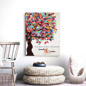 10 Year Anniversary Gift | Personalized | Gift For Husband | Colorful Spring Tree | Tin Anniversary | Gift of Tin Custom Art Print #LT-1163