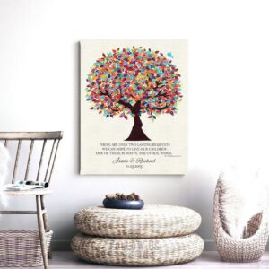 Personalized | Gift For Parents | Hodding Carter Quote | Two Lasting Bequests | Colorful Tree | Wedding Day Gift Custom Art Print #LT-1168