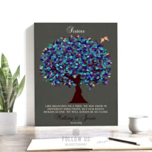 Personalized Gift For Sister | Sister In Law Gift | Wedding Day | Gift from Bride | Bridesmaid Gift | Branches on a Tree | Custom Art #1192