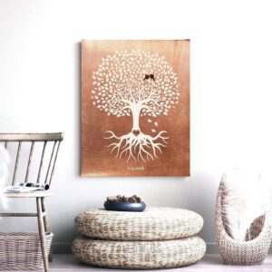 7 Year Anniversary | Personalized | Minimalist | Copper Anniversary | Tree with Roots | Anniversary Gift | Faux Copper Custom Art #1196