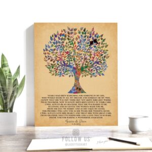 Mother of Bride Watercolor Family Tree of Life Personalized Thank You Gift for Parents Custom Art Print #1256
