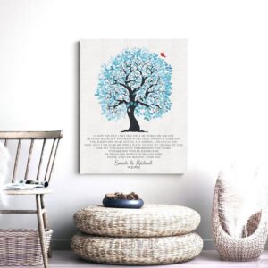 I Knew The Day I Met Him Blue And White Wedding Tree Personalized Gift Mother Of Groom Gift Custom Art Print #1266