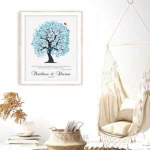 1 Corinthians 13:13 Personalized Blue And White Family Tree 10th Anniversary Gift For Couple Custom Art Print #1270