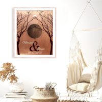 Bare Trees Moon Winter Wedding Faux Copper Personalized Tin 10 Year Anniversary Gift Halloween October Night #1307
