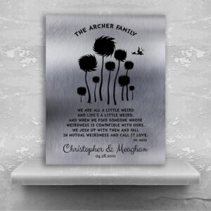 10 Year Anniversary Gift Dr. Seuss Personalized Truffula Trees We Are All A Little Weird Quote Custom Print Paper Canvas Tin Metal 1469