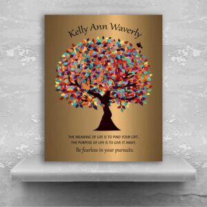 Personalized Gift The Meaning Of Life Is To Find Your Gift Be Fearless Faux Bronze Colorful Tree Friendship Gift For Mentee #1496