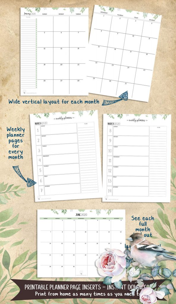 Instant Download – Greenery Design Calendar Book Pages
