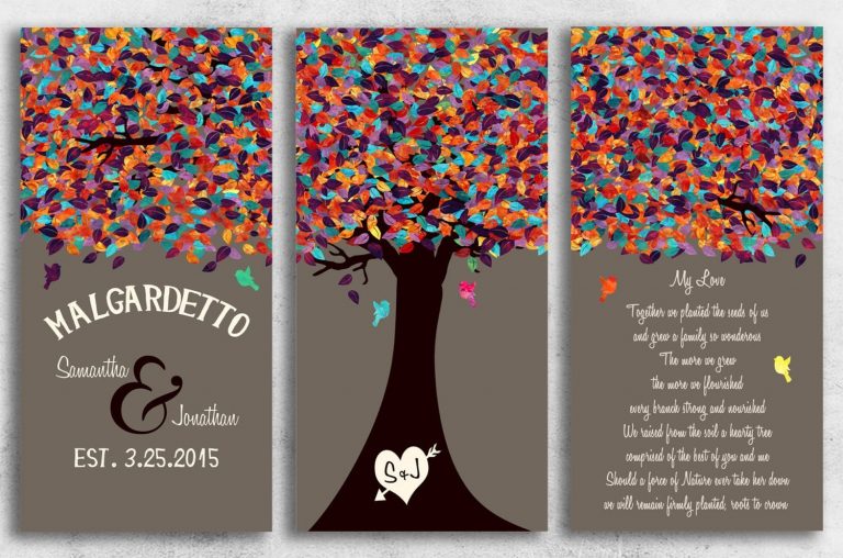 3 Piece Canvas Set | 10 Year Anniversary Gift | Spring Tree | Cotton Anniversary Gift | Initials in Tree | Custom Art #1803