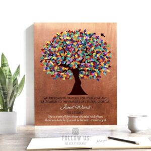Personalized Plaque Autism Teacher Gift for Autism Teacher Administration Staff Watercolor Tree Paper, Canvas or Metal Custom Art Print 1497