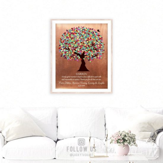 Mentor T Colorful Tree Of Faux Copper Background Personalized Thank