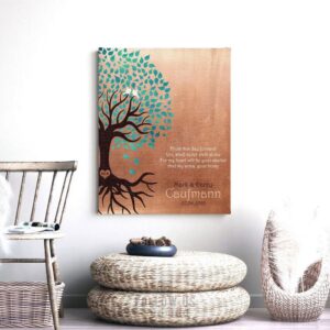 Personalized Love Poem 7th Anniversary Gift From This Day Forward You Shall Never Walk Alone Tree Silhouette Roots Copper Custom Metal Art Print 1455
