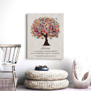 Personalized Gift For Friend Mentor Multi Colorful Tree Moving Gift Going Away Retirement Teacher Colleague Custom Art Print on Paper Canvas Metal 1492