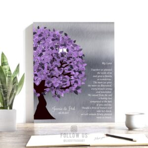10 Year Anniversary Personalized Gift My Love Poem Together Our Tree We Planted Purple Tree Custom Art Print Paper Canvas or Tin Sign 1484