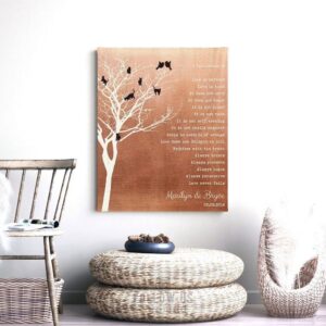 Tree of Cats Personalized Corinthians Love Is Patient Bare on Branches Faux Copper Background Custom Art Print 1417