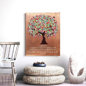 Mentor Gift Colorful Tree of Faux Copper Background Personalized Thank You Gift Custom Art Print Plaque 1408