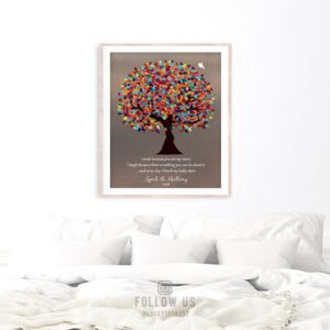 Gift For Sister I Smile Because You’re My Sister Gift Color Spring Tree Faux Bronze Background Custom Art Print 1395