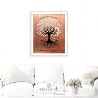Personalized Gift For Gay Couple Same Sex Marriage Minimalist Feminine Tree Two Hearts One Love Custom Art Print 1418