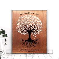 Personalized Gift For Gay Couple Same Sex Marriage Minimalist Feminine Tree Two Hearts One Love Custom Art Print 1418