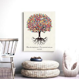 Engagement Gift For Couple Wedding Keepsake Colorful Tree Roots Minimalist Promised Unto You Custom Art 1425